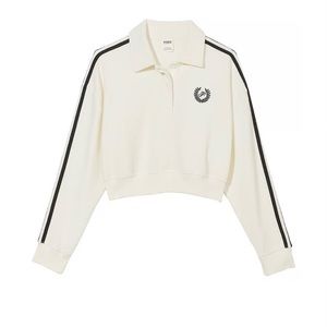 Victoria’s Secret pink Reverse Fleece Cropped Polo Sweatshirt. NWT Xl